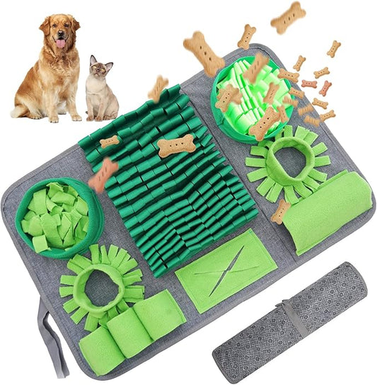 Snuffle Mat for Dogs, Pet Snuffle Mat for Small and Medium Dogs, Interactive Sniff Mat Feeding Mat for Puppies, Slow Feeder Dog Treat Mat for Training and Stress Relief