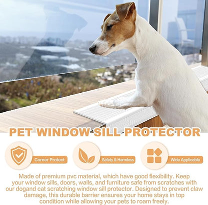Dog Cat Scratching Window Sill Protector, Self-Adhesive Anti-Scratch Guard for Walls, Furniture - Slip Resistant Pet Shield