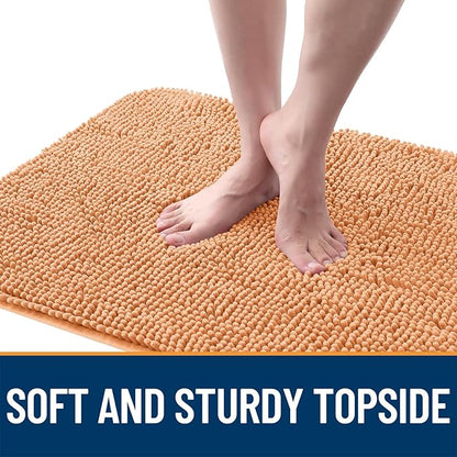 OLANLY Dog Door Mat for Muddy Paws 44x24, Absorbs Moisture and Dirt, Absorbent Non-Slip Washable Doormat, Quick Dry Chenille Mud Mat for Dogs, Entry Indoor Entryway Carpet for Inside Floor, Orange