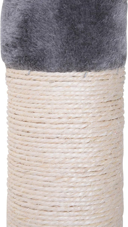 PawHut 102" Adjustable Height Floor to Ceiling Cat Tree, 5 Level Cat Tower with Scratching Posts, Hammock, Gray
