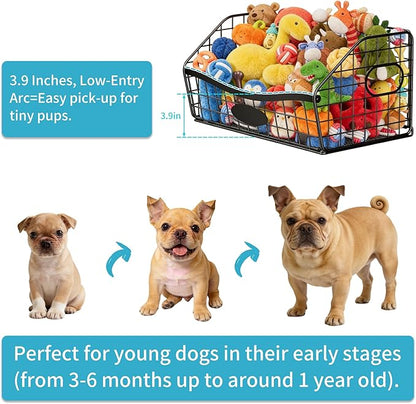 Dog Toy Basket, Dog Toy Storage Durable Chew Pet Toy Bin for Pet-Friendly Access Pet Toy Basket with Handles, Foldable