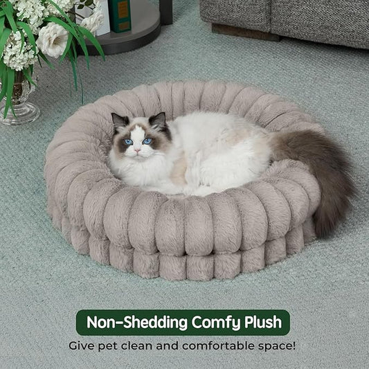 BALANCE Luxury Donut Dog Bed, 24 Inches Round Dog Beds for Small Dogs Washable, Orthopedic Calming Pet Bed for Puppy and Cats with Anti-Slip Bottom (Oatmeal)