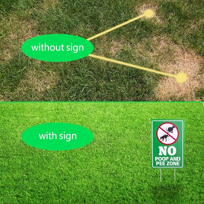 WaaHome No Poop and Pee Dog Sign - 8''X12'' Clean Up After Your Dog Sign with Metal Stakes - Please Pick Up After Your Dog Sign - Double Sided No Pooping and Peeing Dog Sign for Yard Lawn