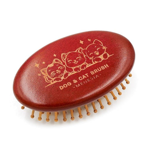 Bamboo Bristle Cushion Brush for Cat & Dog Hair - Bamboo Pet Scalp Massager - Kitty & Puppy Hair Grooming Brush Comb (Brown)