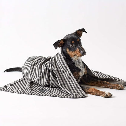 Bone Dry Pet Grooming Towel Collection Absorbent Microfiber X-Large, 41x23.5", Striped Black