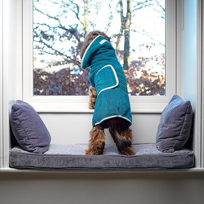Lucky Pooch® Dog Robe - Luxurious Dog Bathrobe - Ultra Absorbent Dries Your Dogs in Minutes! Double-Layer, Super Soft Towel and Bath Robe All in One (XXXL, Teal)