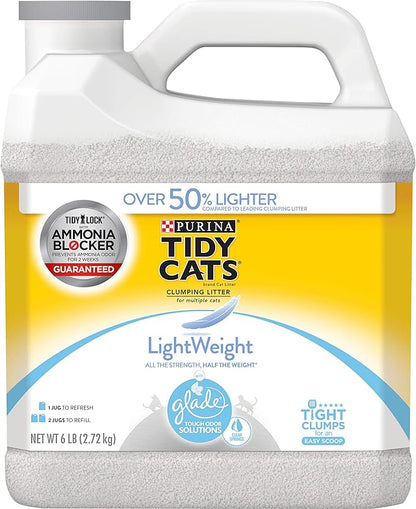 Purina Tidy Cats Light Weight, Low Dust, Clumping Cat Litter, LightWeight Glade Clear Springs Multi Cat Litter - 6 lb. Jug