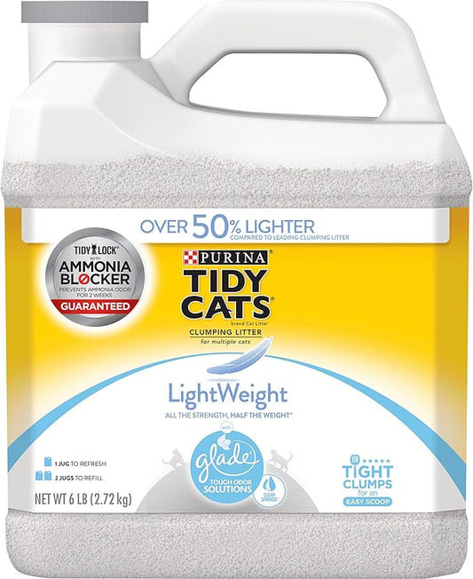 Purina Tidy Cats Light Weight, Low Dust, Clumping Cat Litter, LightWeight Glade Clear Springs Multi Cat Litter - 6 lb. Jug