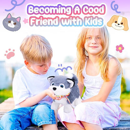 Tagitary Plush Toy Electronic Dog Toys for Kids,Interactive Pet Puppy Walking,Barking and Tail Wagging,Fake Dog Toy with Leash,Easter Christmas Birthday Gift for Toddlers Kids