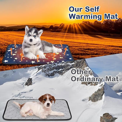 Namalu 4 Pack Self Warming Cat Bed Self Heating Cat Mat Star Pattern Soft Dog Crate Pad Thermal Pet Mat Anti Slip Kennel Dog Washable Warming Bed for Outdoor Indoor(18 x 24 Inch,Blue)