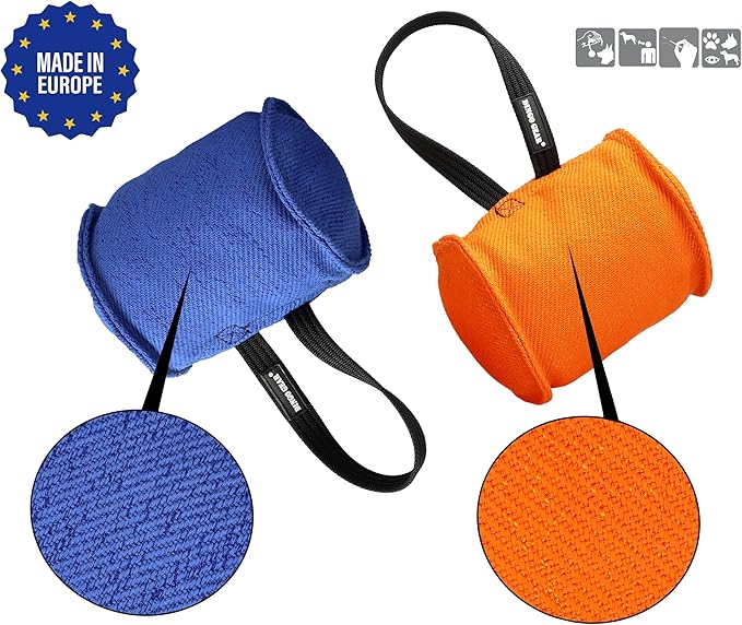 Dingo Gear Dog Tug Toy for Strong Dog, Bite Training, IGP, Fun, French Linen Barrel, 5,5x6,1" Orange Berta S00096
