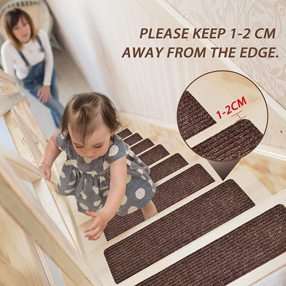 MBIGM Non-Slip Carpet Stair Tread Mat 30" x 30" Landing Rug-Matching Mat Non-Skid Safety Rug Slip Resistant - Brown