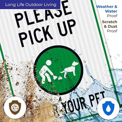 Clean Up After Your Dog Sign, Please Pick Up After Your Pet Sign, 24x30 Inches, Rust Free .063 Aluminum, Fade Resistant, Indoor/Outdoor Use, Made in USA