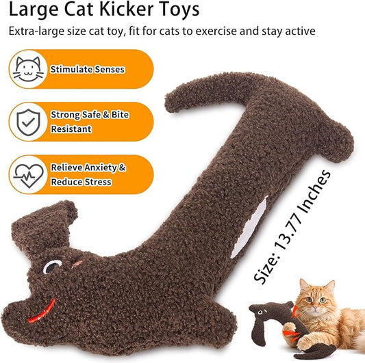 ETEKYER Refillable Catnip Toy for Cats - 13.77 Inch Large Cat Kicker Toy for Indoor Kittens, Crinkly Sound Interactive Kitty Toy Teeth Cleaning Fun