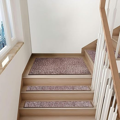 Non-Slip Carpet Stair Treads 4PCS, 8"x30" Peel and Stick Stair Runner for Wooden Steps Indoor, Washable Reusable Adhesive Backing, Pet-Friendly Safety Mats for Kids, Elders, Dogs