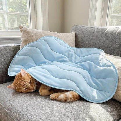 PetAmi Dog Cooling Mat, Cloud Shape, Reversible Cooling Nylon Blanket Soft Fleece Pet Pad for Dogs Cats, Summer All Season Use Q-Max>0.3, Small 30x40 in, Light Blue