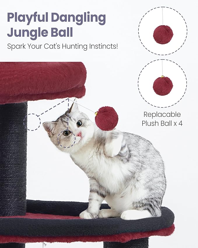 Cat Tree Tower for Large Cats Adult - 60 Inch XXL Sturdy Heavy Duty Extra Wide Scratching Posts (φ4.4in) Condo - Indoor Big Cat House Hammock Perch - XL Wood Multi Level Feline Pet Bed Trees Houses