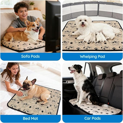 Washable Pee Pads for Dogs, Absorbent Reusable Puppy Training Pads, Leakproof, Non-Slip, Waterproof Cat Doggie Pad Pet Potty Mat for Indoor&Outdoor, Whelping, Playpen, Crate, Coffee 20"x28"