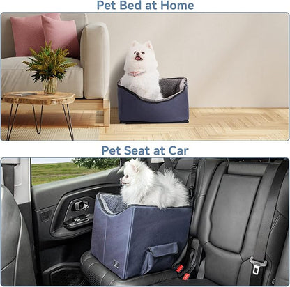 A 4 Pet Dog Car Seat for Small Dog, Booster Travel Pet Seat with Safety Seat Belts & Storage Bags, Portable Comfortable Pet Seat for Dogs Under 25 lbs