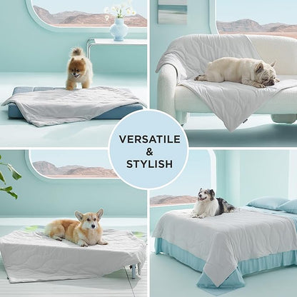 Bedsure Premium Cooling Blanket for Extra Large Dog - Q-MAX>0.5, Breathable Summer Washable Cold Pet Mat, Soft Durable Self Cooling Dog Mat for Hot Weather, Pearl Grey, 50x60