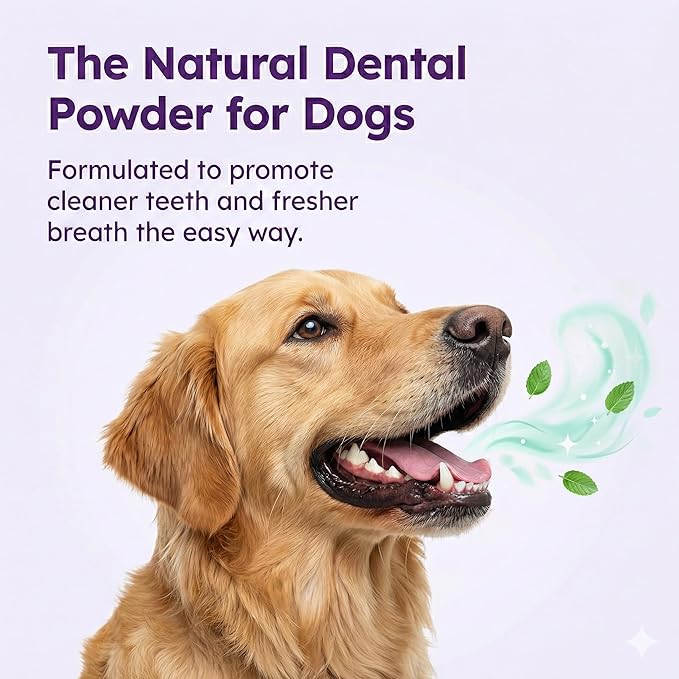 Dog Dental Powder for Teeth Cleaning - Dental Powder for Dogs Teeth – Dog Bad Breath Treatment with Probiotics for Fresh Breath & Oral Health – Chicken Flavored, 60 Scoop Supply