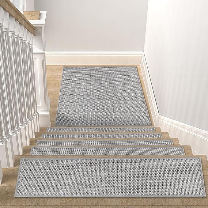 Stair Treads Matching-Mat for Wooden Steps, Non Slip Stair Landing Mat with Self-Adhesive Stair Treads for Kids Elders and Pets(1Pcs, Grey, 31" * 31")