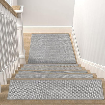 Stair Treads Matching-Mat for Wooden Steps, Non Slip Stair Landing Mat with Self-Adhesive Stair Treads for Kids Elders and Pets(1Pcs, Grey, 31" * 31")