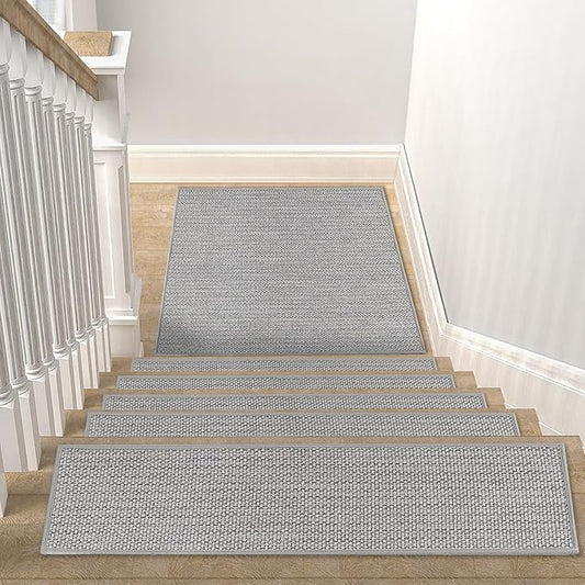 Stair Treads Matching-Mat for Wooden Steps, Non Slip Stair Landing Mat with Self-Adhesive Stair Treads for Kids Elders and Pets(1Pcs, Grey, 31" * 31")