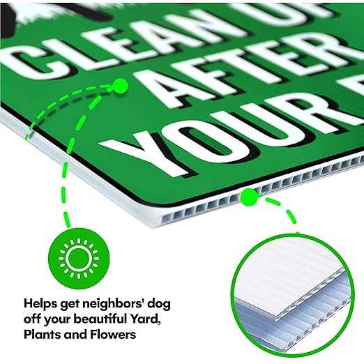 Signs Authority 18" x 9" Clean Up After Your Dog Sign with Metal H-Stake - Weather-Resistant, Double-Sided Yard Signs