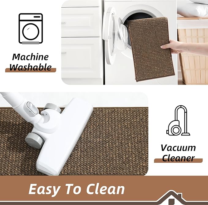 BEQHAUSE Stair Treads for Wooden Steps 28inX9in, Carpet Stair Treads Non Slip Indoor, Machine Washable Stair Runners for Kids Elders and Pets, Carpet for Stair Rugs Mat, TPE Backing, 4pcs, Brown