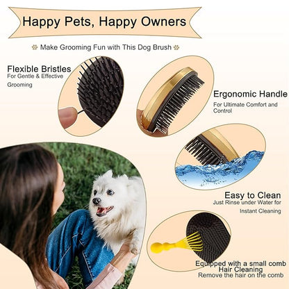 Gentle Grooming Puppy Brush with Gift Box ， Fit for Small Dog ， Yorkie, Shih Tzu, Maltipoo, Maltese and Pomeranian ，Toy Poodle Accessories, Soft Bristle (Rose Gold)