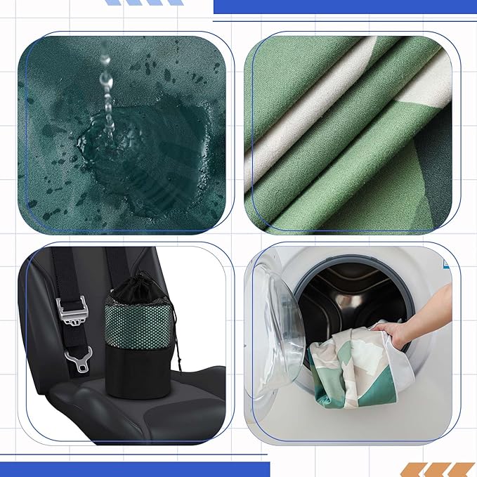 2 Pack Car Seat Towel Cover and Athletic Running Towel with Storage Bags, Sweat Washable Gym Seat Protector Non Slip for Dog Pet Workout Running Outdoor Sport Activities(Yosemite)