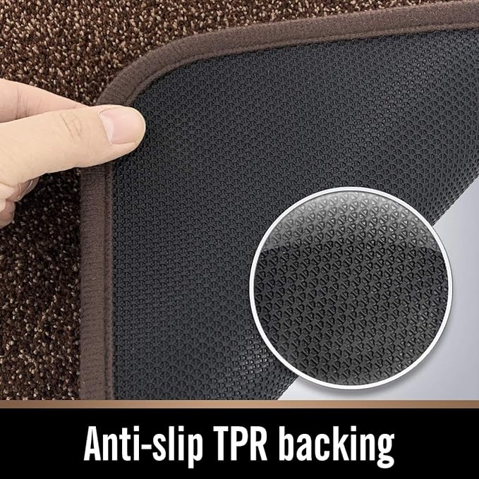 ITSOFT Dirt Trapper Indoor Door Mat & Entrance Rug For Wet Muddy Shoes and Pet Paws, Non-Slip Machine Washable, Shoe Scraper, Absorbent Welcome Dog Mat for Front Door, Entry Way (35x24, Brown & Camel)