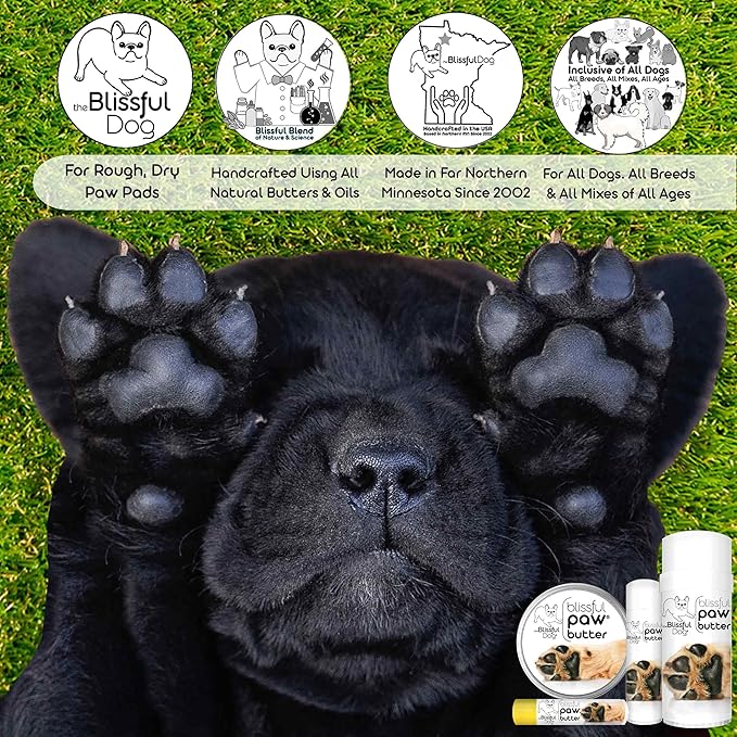 The Blissful Dog Paw Butter, Moisturizer for Dry Paw Pads, Softens and Protects a Rough Paw in Winter, Versatile, Lick-Safe Dog Paw Pad Balm