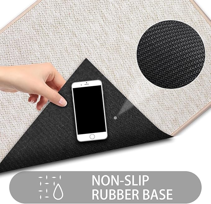Ultra Thin Indoor Door Mat, Low-Profile Door Mats Indoor Entrance, Non-Slip Natural Rubber Backing Doormat, Washable Entryway Doormats, Fade Resistant Dirt Trapper for Kitchen, 47''x24'',Beige