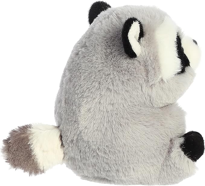 Aurora® Round Rolly Pet™ Ripley Raccoon Stuffed Animal - Adorable Companions - On-The-Go Fun - Gray 5 Inches