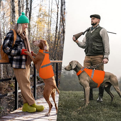 Dog Reflective Vest, Orange Dog Hunting Vest for Outdoor, Adjustable Pet Jacket, Soft Pet Safety Clothes for Small Medium Large, 2 Packs
