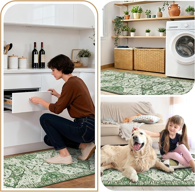 Ileading Anti Fatigue Kitchen Rugs Sets of 2 Cushioned Kitchen Mats for Floor Waterproof Kitchen Mat Set Non Slip Comfort Standing Mat for Kitchen, Office, Sink, Laundry