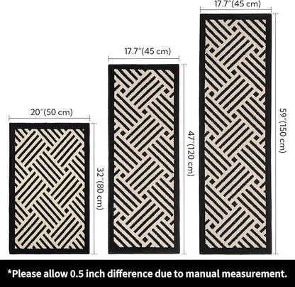 GRANNY SAYS Kitchen Mats for Floor, Kitchen Rugs Non Slip Washable, Runner Rugs for Kitchen Floor, 59" x 17.7", Stain Resistant Comfort Standing Mat Made of 100% Polypropylene, Black