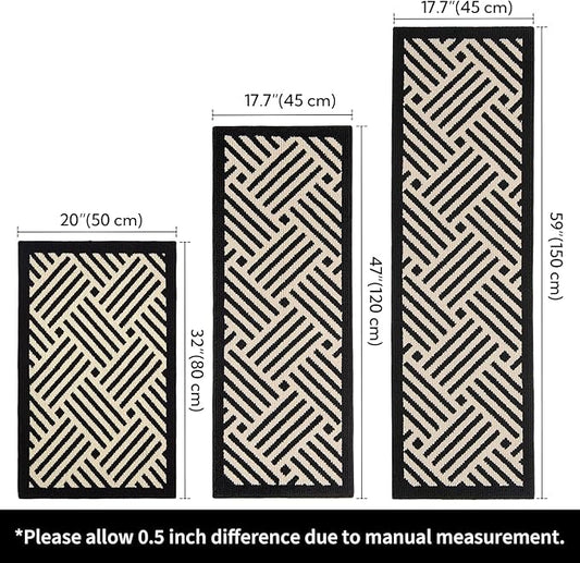 GRANNY SAYS Kitchen Mats for Floor, Kitchen Rugs Non Slip Washable, Runner Rugs for Kitchen Floor, 59" x 17.7", Stain Resistant Comfort Standing Mat Made of 100% Polypropylene, Black