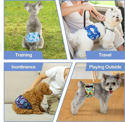 5 Pack Dog Diapers Male Reusable, Premium Belly Bands for Male Dogs, High Absorbing Dog Pee Wraps for Doggie in Incontinence or Excitable Urination and Training Hawaii S