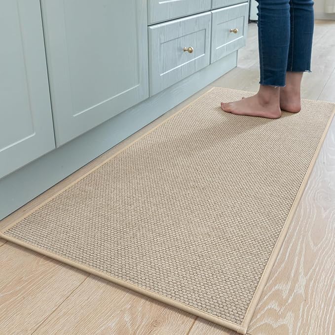 MontVoo Kitchen Rugs and Mats Non Skid Washable, Absorbent Runner Rugs for Kitchen, Front of Sink, Kitchen Mats for Floor(LightBeige, 20"x47")