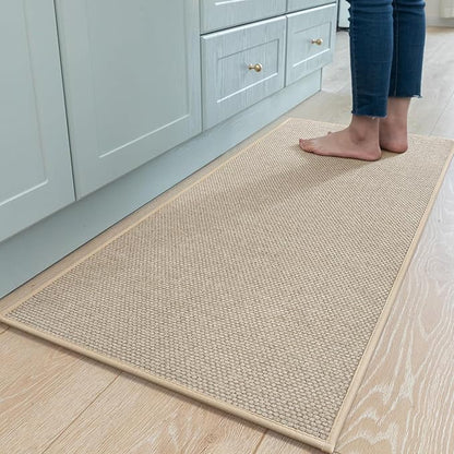 MontVoo Kitchen Rugs and Mats Non Skid Washable, Absorbent Runner Rugs for Kitchen, Front of Sink, Kitchen Mats for Floor(LightBeige, 20"x47")