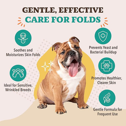 Natural Dog Company Wrinkle Balm for Dogs – Dog Wrinkle Balm for Skin Folds, Facial Creases & Wrinkles, Lick-Safe Wrinkle Cream for Bulldogs, Pugs & Bully Breeds, Daily Skin Care, 0.15 oz Stick