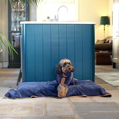 Lucky Pooch® Dog Robe - Luxurious Dog Bathrobe - Ultra Absorbent Dries Your Dogs in Minutes! Double-Layer, Super Soft Towel and Bath Robe All in One (XXXL, French Navy)
