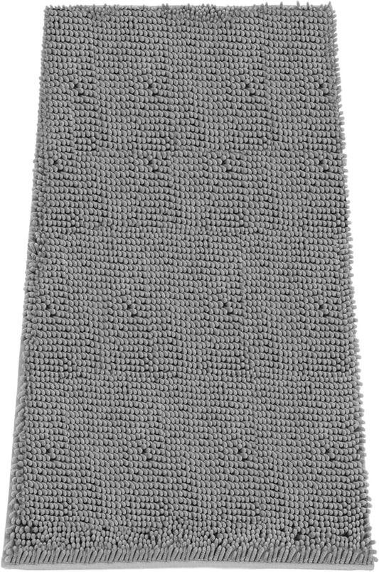 Absorbent Dog Door Mat for Muddy Paws, 60" x 30" Chenille Indoor Mats for Entryway, Trap Dirt Front Door Mat Indoor Entrance Washable Non Slip Soft Light Grey