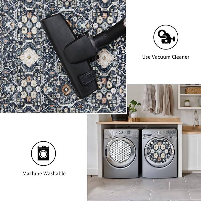 Washable 2x6 Hallway Runner Rug: Ultra Soft Runners for Entrance Kitchen Low Pile Foldable Carpet with Non-Slip Backing for Living Room Bedroom Bathroom Thin Carpet for Laundry Dining Room(Black,2x6)
