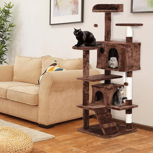 Nova Microdermabrasion 54 in Cat Tree Tower for Indoor Cats Multi-Level Cat Condo Cat Bed Furniture with Scratching Post Kittens Activity Center