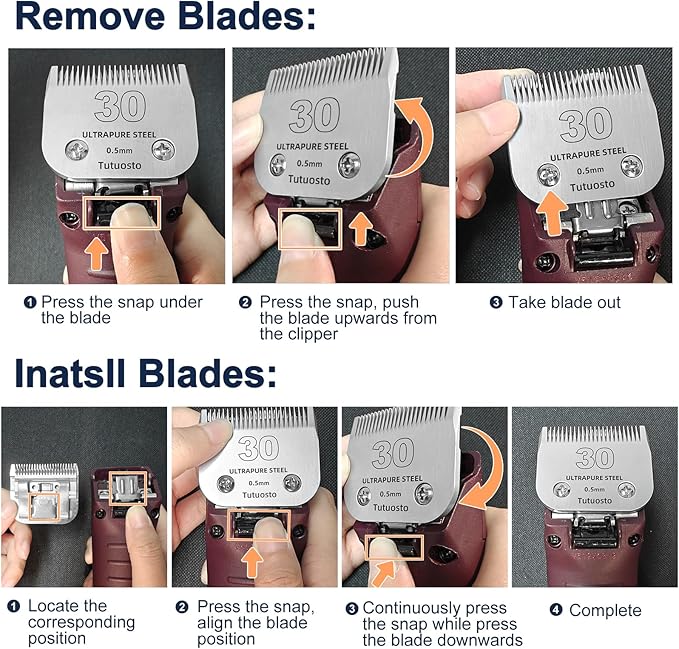 3Pack 30# Clipper Blades Pet Grooming Clipper Replacement Blades Detachable Blade Compatible with andis/wahl/Oster Dog Clippers