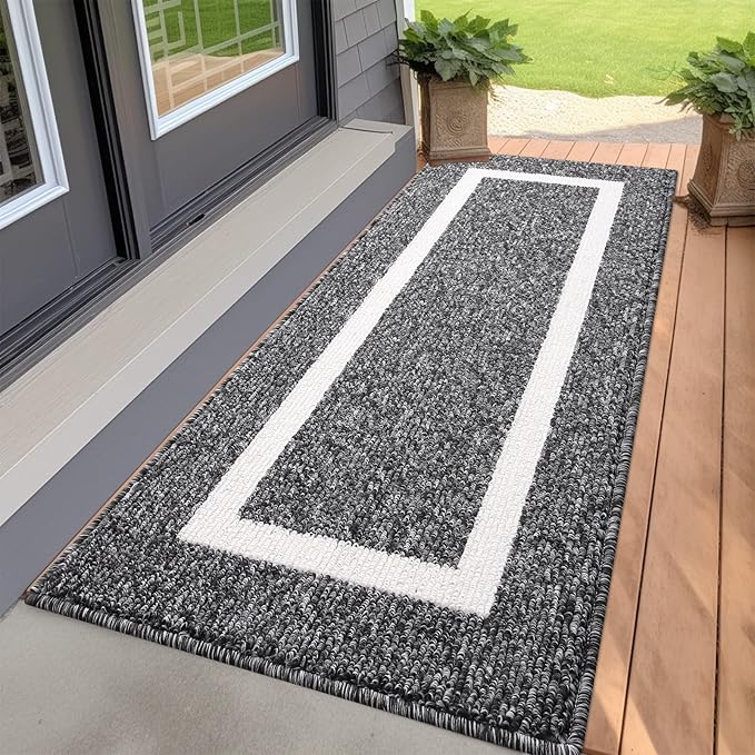 OLANLY Indoor Door Mat, 47x20, Non-Slip Absorbent Resist Dirt Entrance Mat, Washable Low-Profile Inside Entry Doormats for Entryway, Black